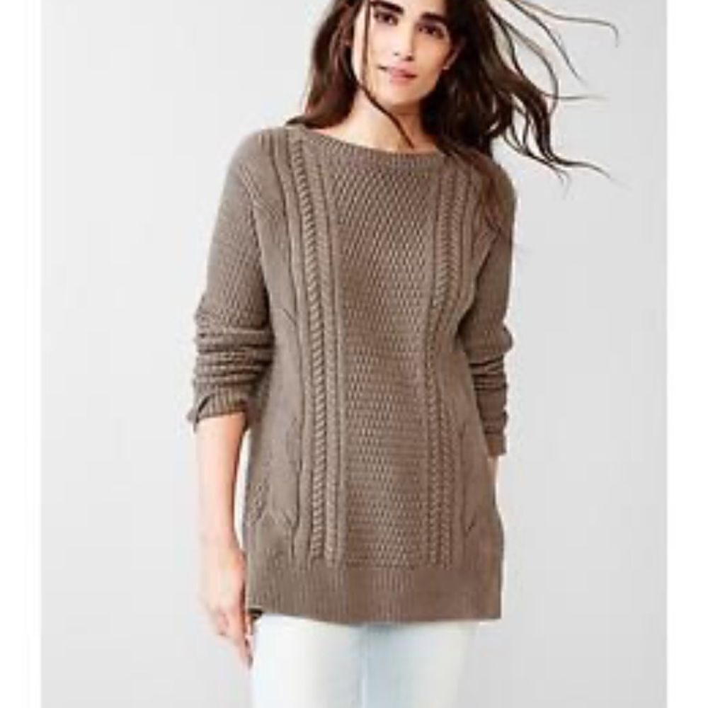Sweater Gap Brown Chunky CableKnit Oversized‎ medium vintage Cabincore
